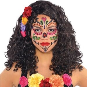 Day of the dead Halloween Wig, Flowers, costume wig, Día de los Muertos NEW
